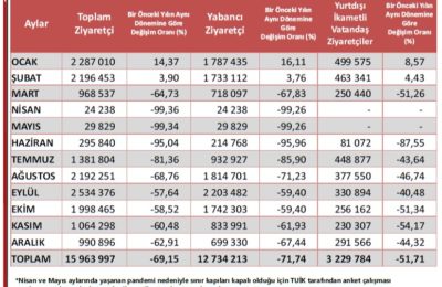 (Turkish) Turist İstatistikleri (Türkiye 2020)